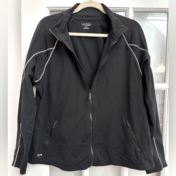 LRL Lauren Ralph Lauren Black Athletic Sporty Zip Jacket Women’s Plus Size XXL - Picture 1 of 7